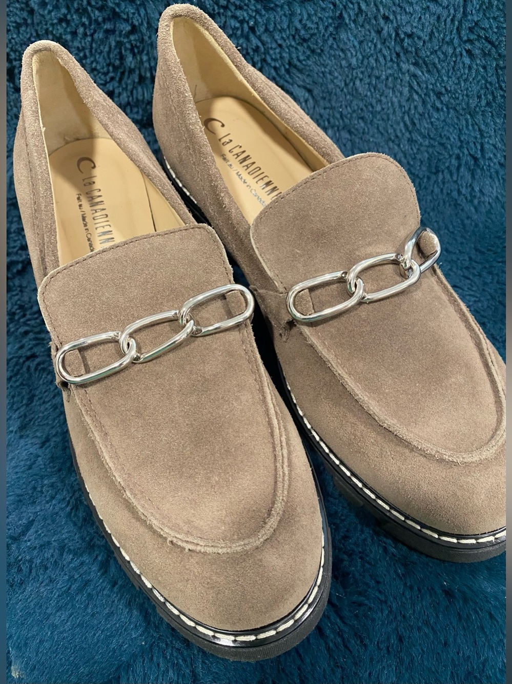 La Canadienne Women's Suede Loafers – Taupe – Size 10  Brand New